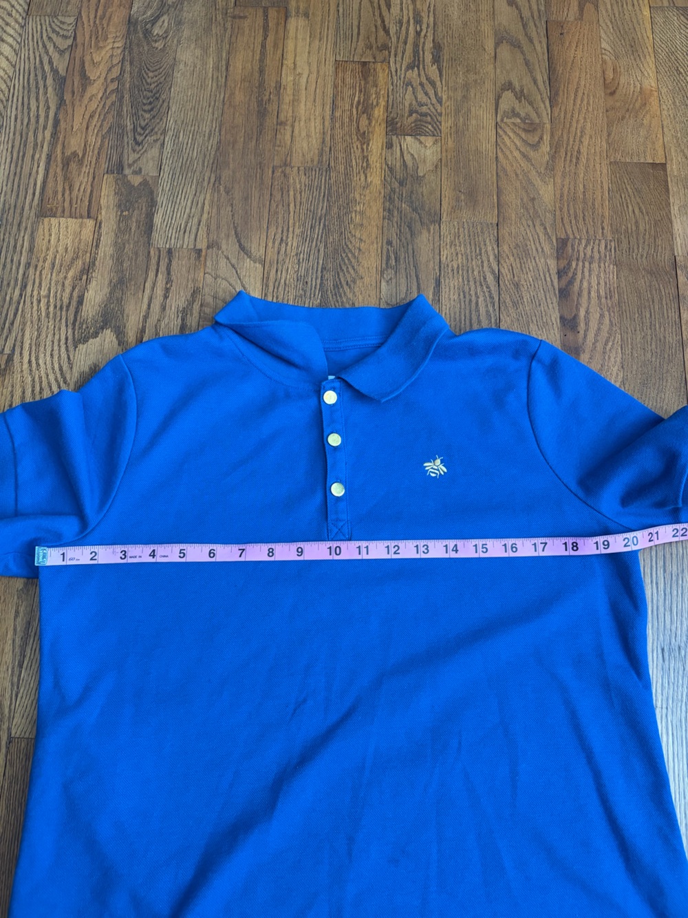 Joan Rivers Cotton Pique Polo Shirt Navy Bumblebee Collared Women's Size Medium - Picture 7 of 7